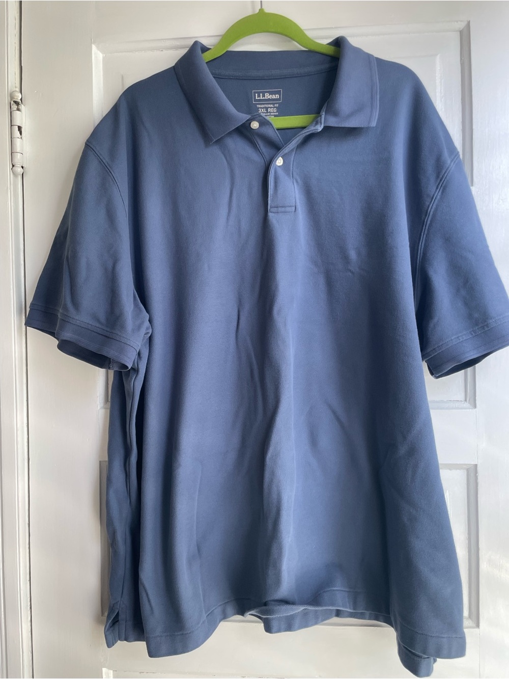 Men's LL Bean 3XL reg traditional fit blue cotton short sleeve pique polo shirt